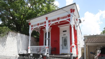 Red home in New Orleans Treme/Lafitte neighborhood